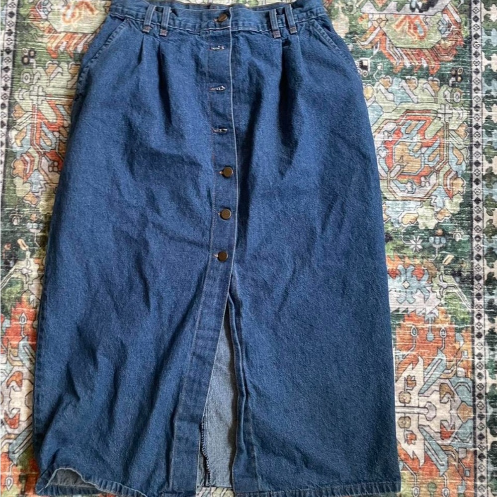 Denim Blue Button-Front Skirt